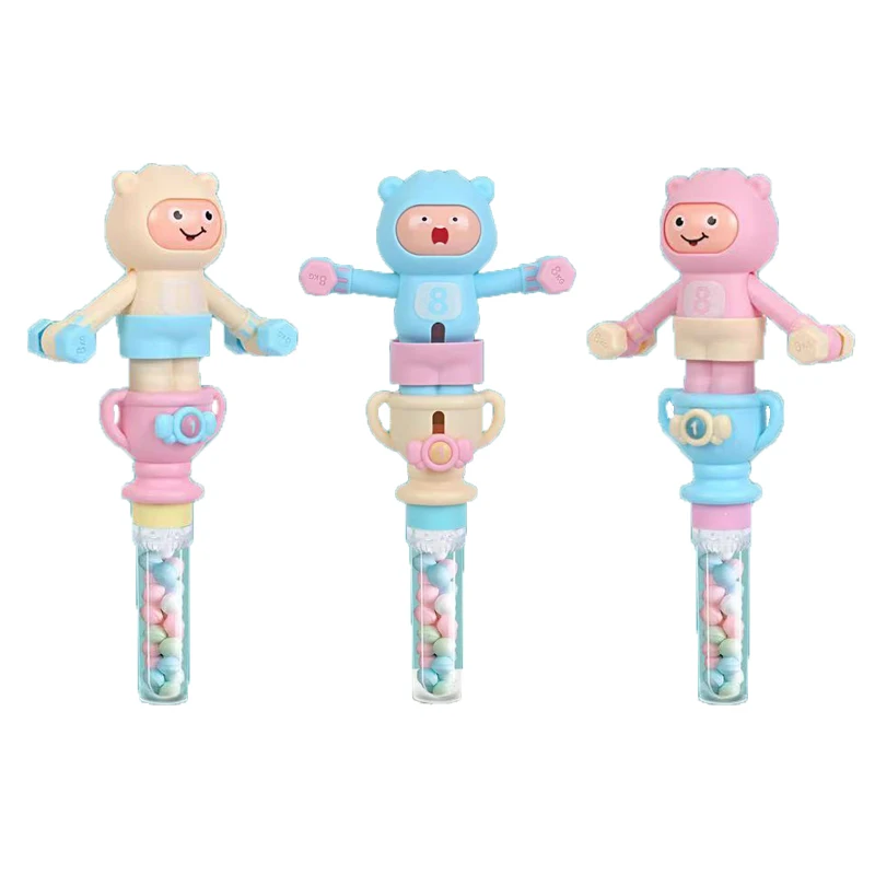 Baby toys 2022 weightlifting face change and cartoon manual snowflake stick toy with candy party favors