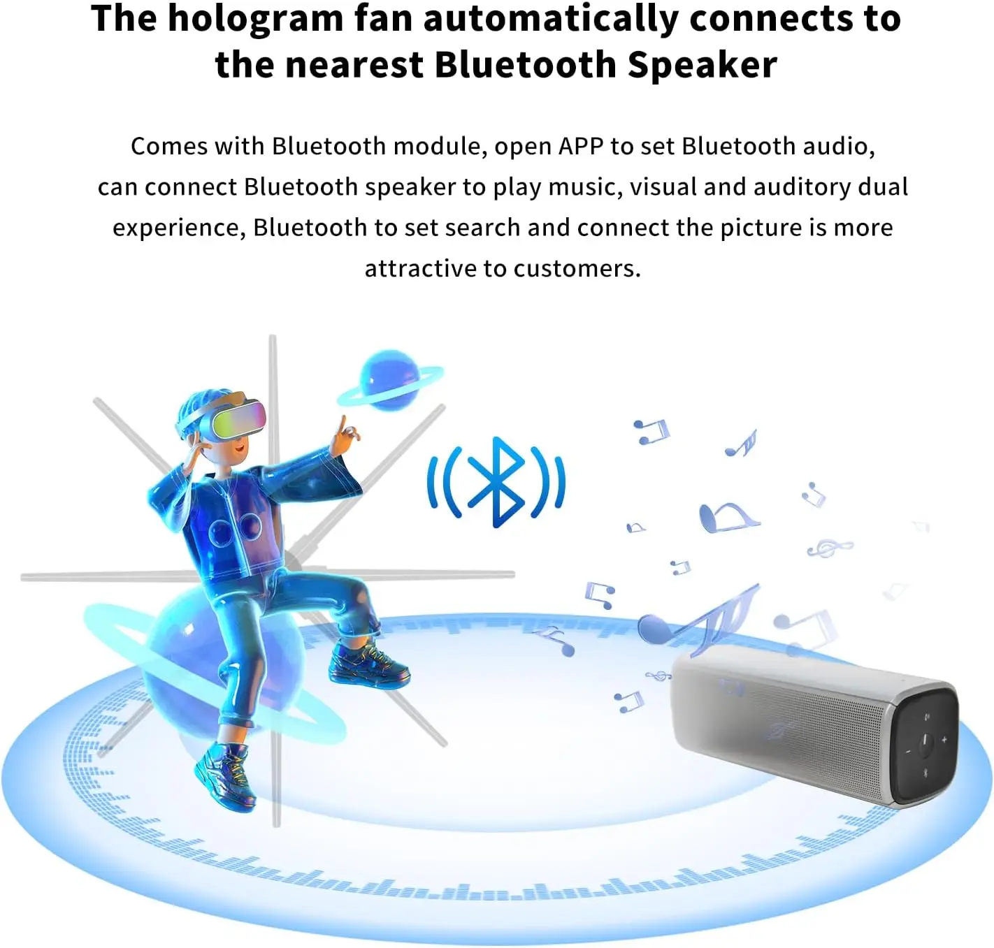 52cm 3D Hologram LED Fan 1600*624Px for Shopping Mall 3D Holographic Projector Advertising Display with Remote and Bluetooth