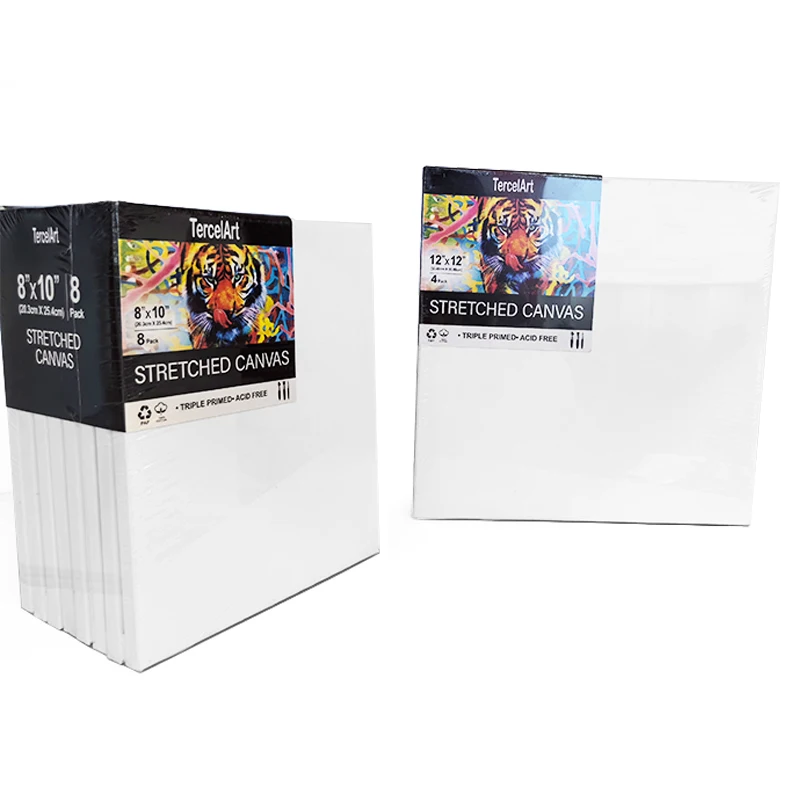 8x10 inch Support size customized Fine artist canvas  blank stretched canvas with pine wood frame art canvas 280g