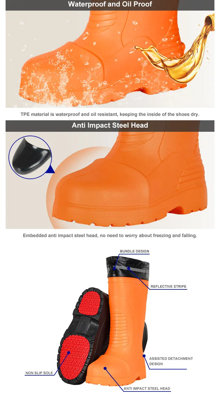 High Quality Light Weight Cold Storage Safety Anti Slip Winter Warm Fishing Wading Waterproof Boots
