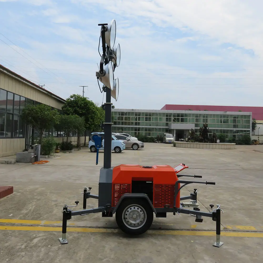 Free Shipping construction mobile lighting tower portable solar light tower light generator