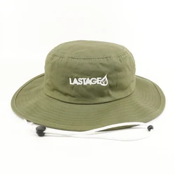 custom outdoor camping wide brim adjustable embroidery logo fisherman bucket hat with string