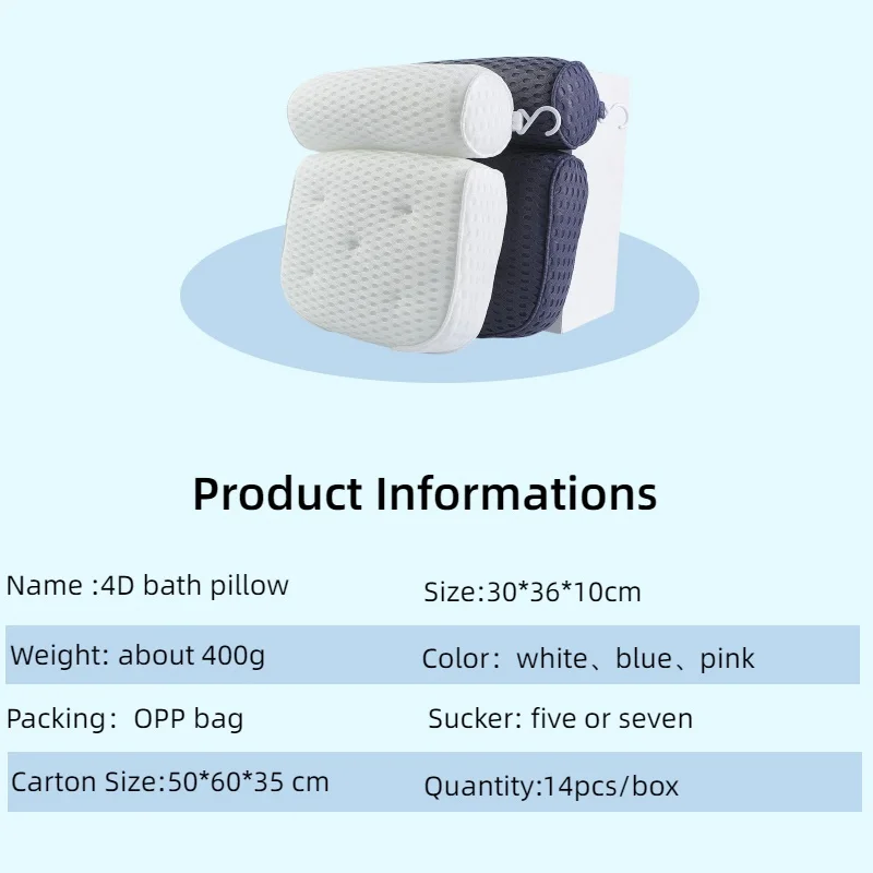 Wholesale Eco-friendly Bathtub Pillow Headrest Relaxing Bathroom Accessories Spa Bath Cushion