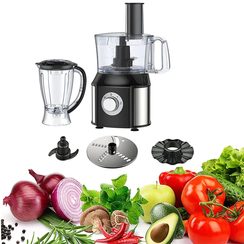 New Design Multifunction Rotary Switch with 2 Speeds and Pulse 6 in 1 Food Processor For Chopping Shredding Slicing Emulsifying