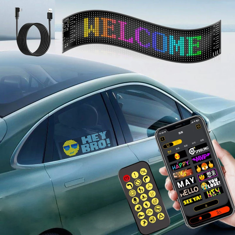 App control car led Advertising display Flexible LED car sign programmable led display for Store Car Bar