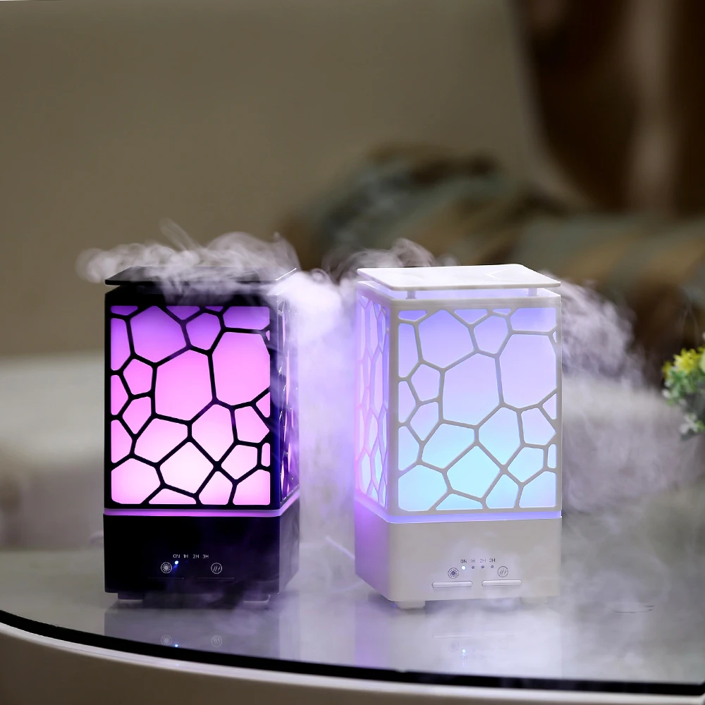Colorful Comfortable Romantic Water Cube Oil Aroma Diffuser Humidifier Atmosphere Night Lamp for Home