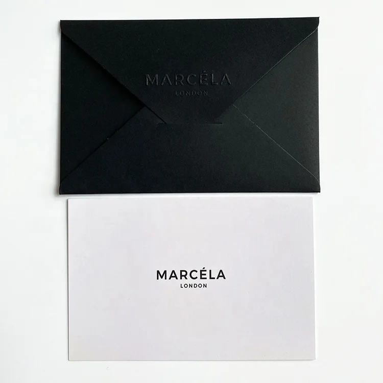 Customization black luxury gift thank you card receipt envelope printing black kraft paper envelope