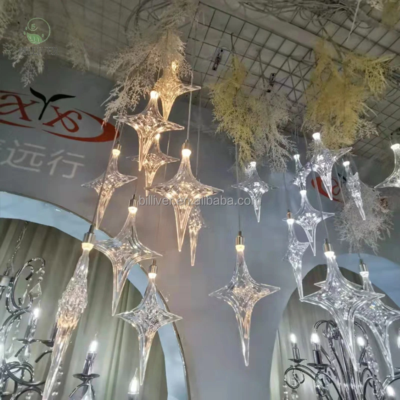 Wedding Decoration Props 10heads Lucky Star Chandelier Acrylic Starry Top Decorative Hanging Lamps Led Lights Ceiling