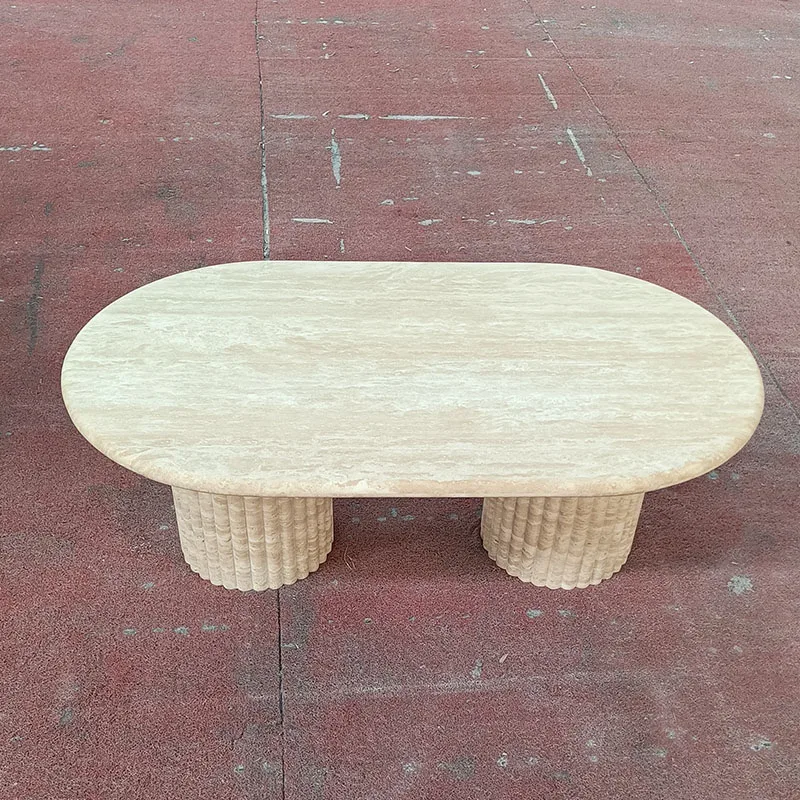 KINGS-WING Modern Dining Table Wholesale Custom Natural Travertine Marble Side Table Custom Coffee Table Furniture Living room