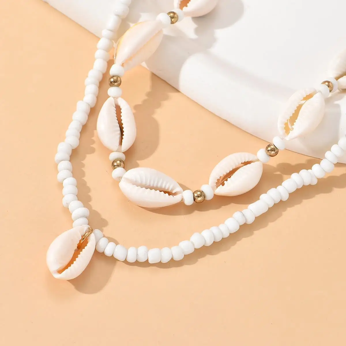 Summer Beach Clavicle Chain Boho Shell Rice Beads Choker Pendant Necklace