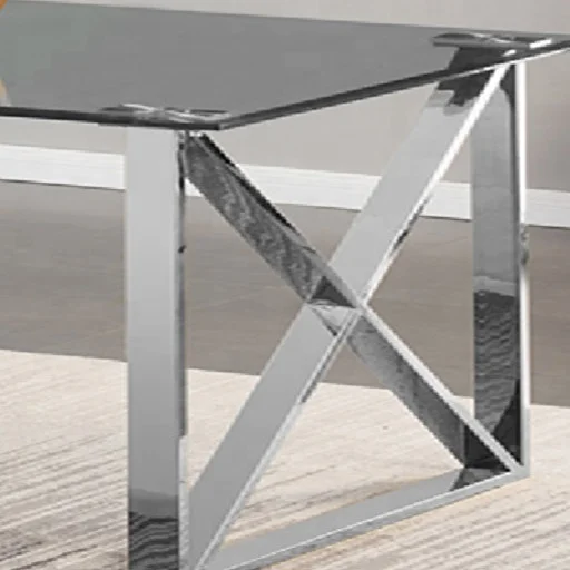 Quality chinese products stainless steel furniture restaurant tables chairs glass dining table set