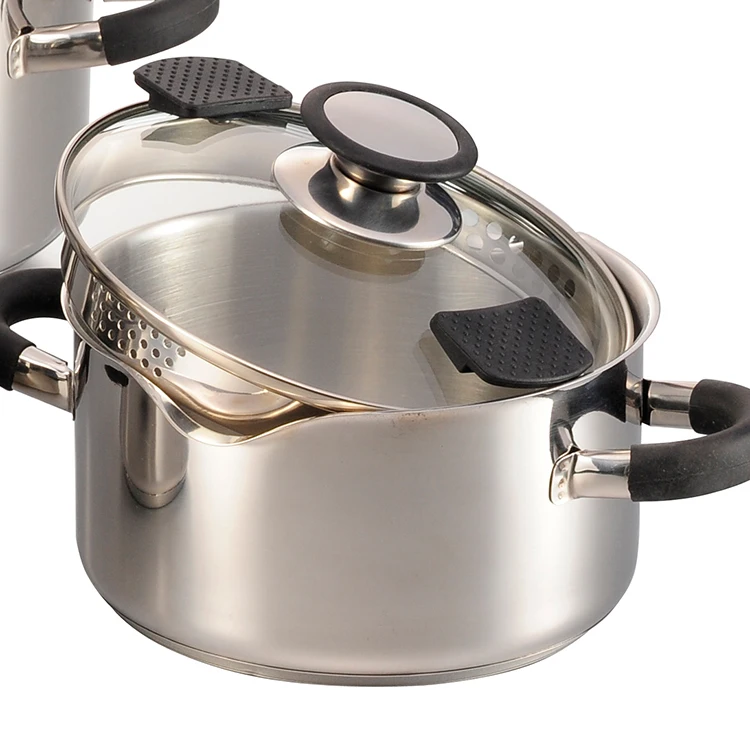 Cheap Glass Lids Pot Set Induction Capsule Bottom Stainless Steel Kitchenware Cookware