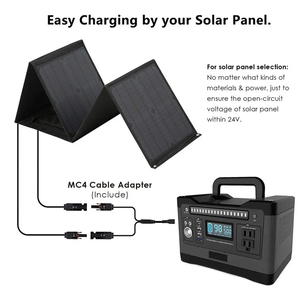 
POWER Portable Power Station 500W 12V 50Ah 540Wh Lithium Battery Solar Power Generator For Outdoor House 