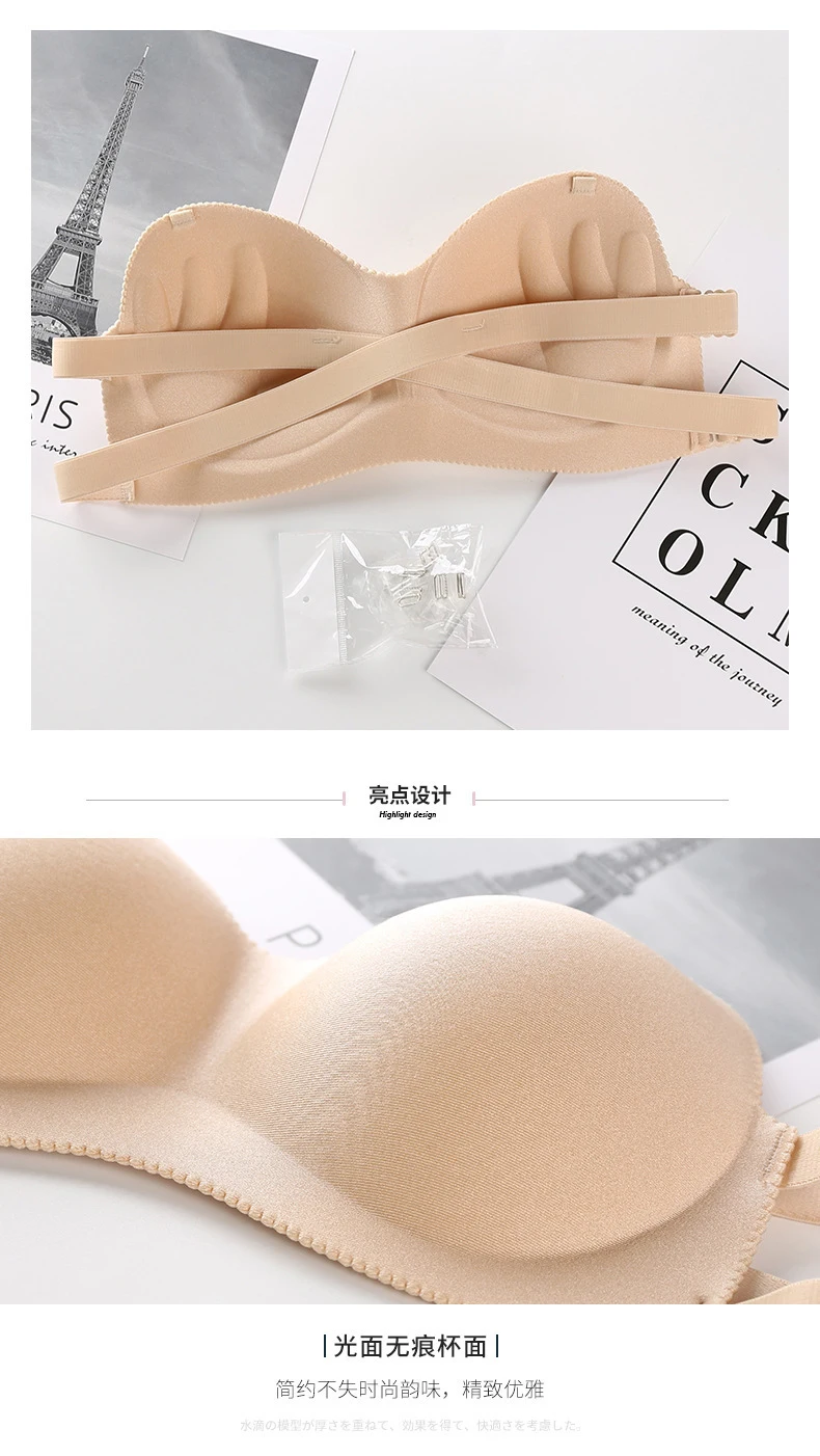 Factory wholesale quality sweet tube top closed gathered bra sexy goddess strapless seamless bra