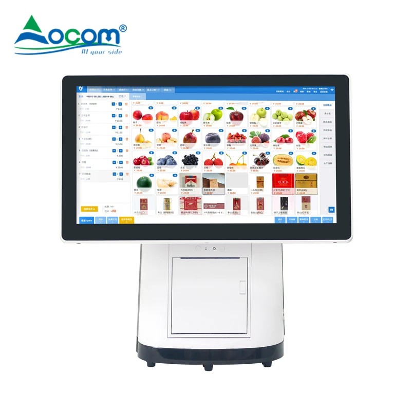 Built in High Speed Printer Ocom 15.6 Thin Smart Pos Pc Monitor Dual Touch Screen Sistema All in One Printer Android Pos
