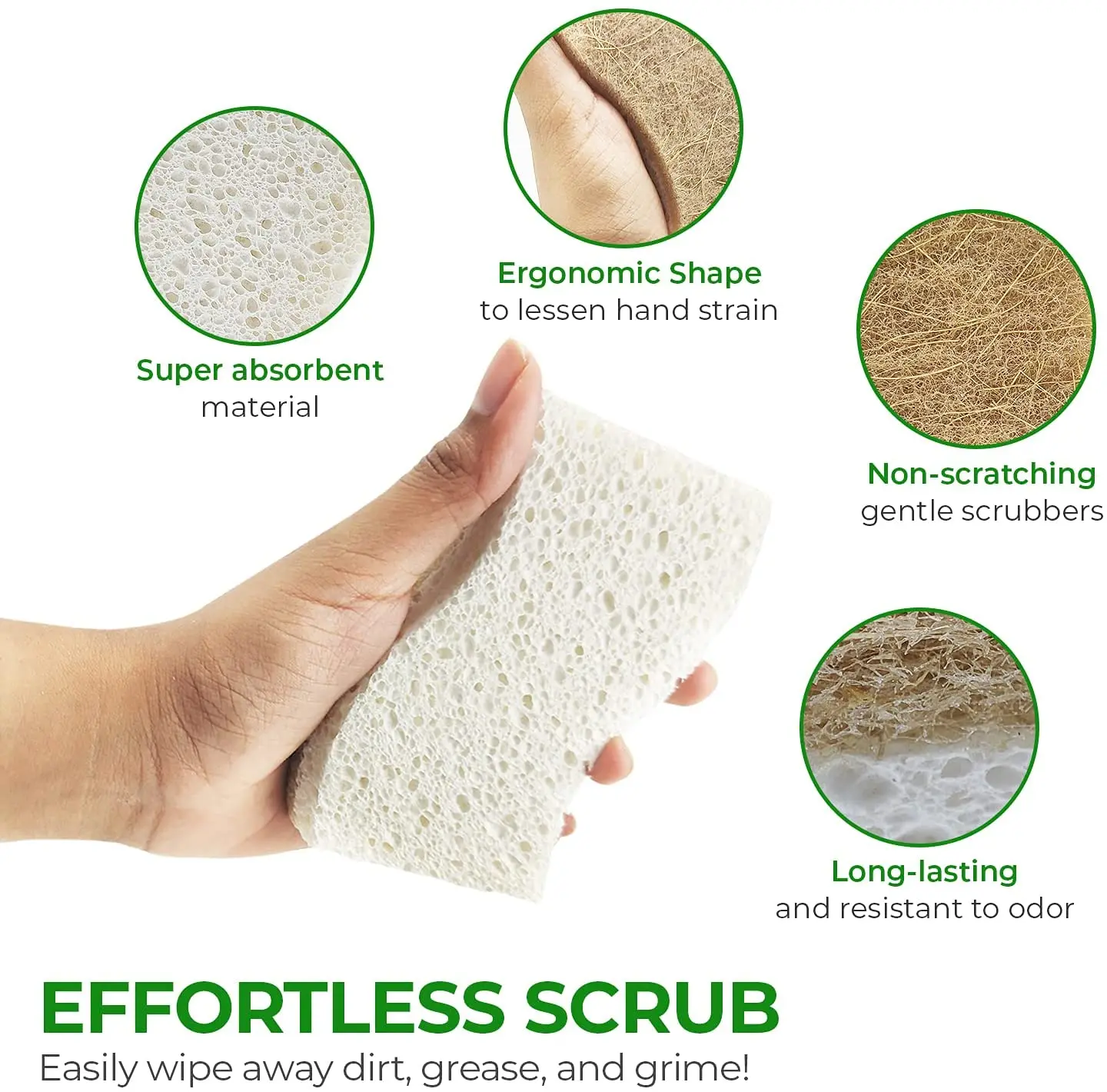 Multipurpose Eco Sisal Scourer Washing Natural Dish Cellulose Cleaning Kitchen Sponge