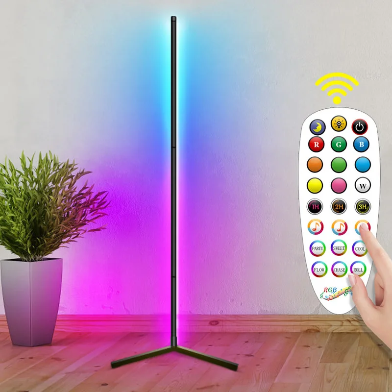  2021 новая RGB угловая Светодиодная лампа современная напольная с дистанционным управлением музыкальные напольные лампы для гостиной