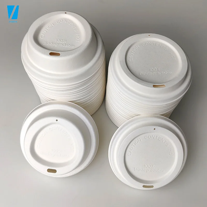 Zhiben 90mm hot drink packaging wholesale eco coffee lid for biodegradable bamboo pulp compostable cup lid paper cups lids