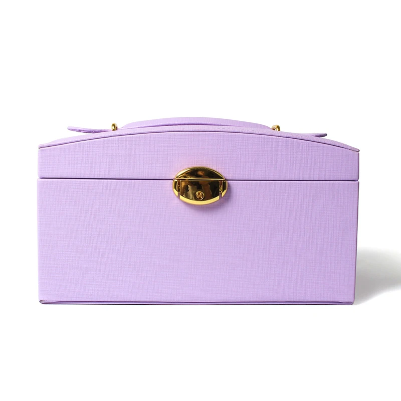 Large Pu  Leather Jewelry Box with Handle Mirror