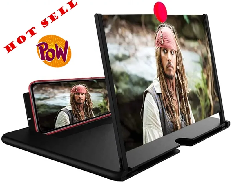 12 inch latest 3D glass thin foldable cell mobile phone stand sound speaker screen video amplifier magnifier