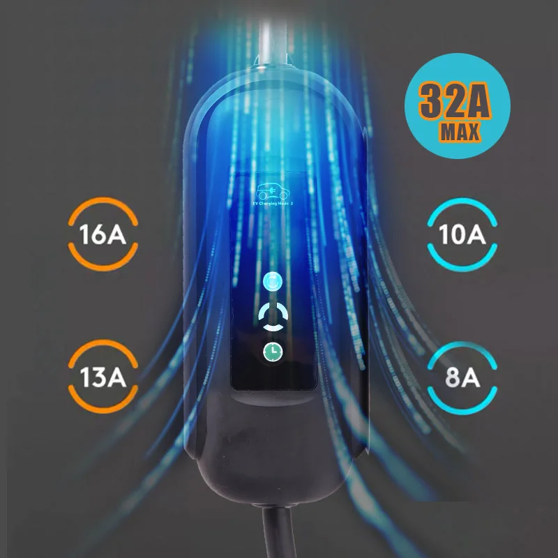 Портативный Уровень 2 дома EVSE зарядное устройство типа B 220V 10A 13A 16A 32A 7.4kw IEC 62196-2 или тип 1 GB/T штепсельной вилки