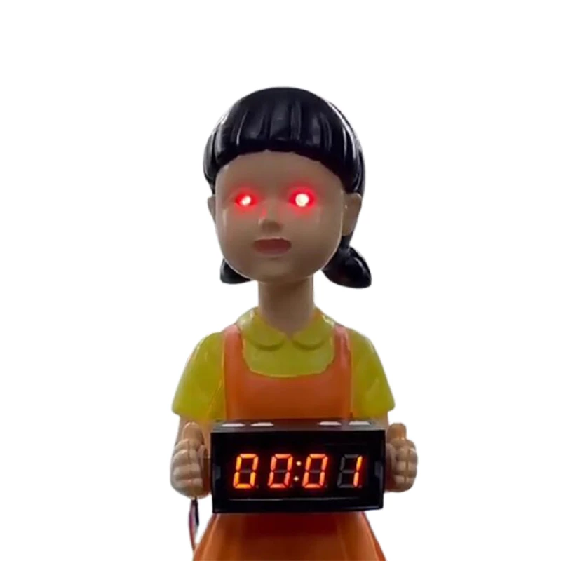 Alarm Clock 123 Wooden Figure Doll  Squid Game Resin Decoration Alarm Clock Decoration Squid Game Surrounding The Same Paragraph