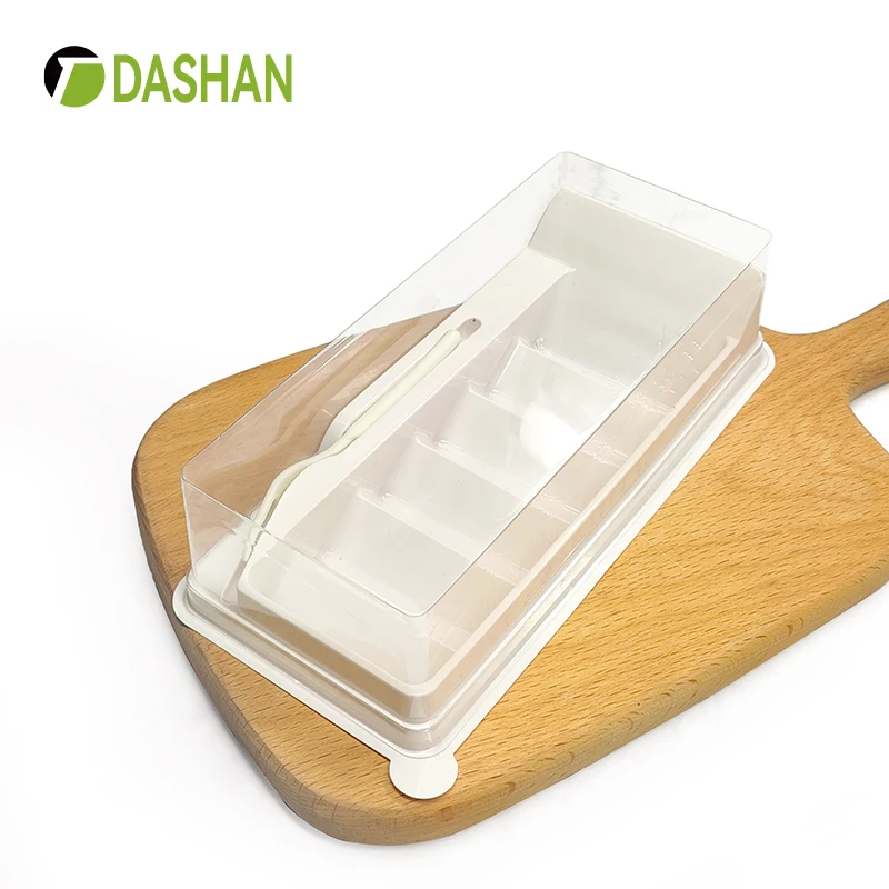 Home and takeout 6 Compartments with forks white bottom transparent lid can put a row of donuts Macaron Dim sum rolls