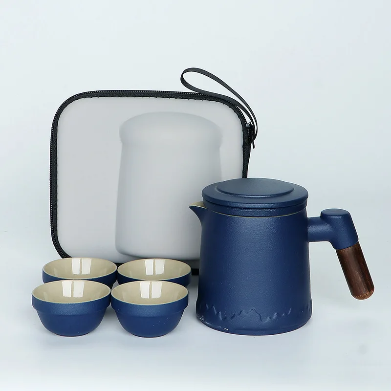 custom cheap low price ceramic travel tea mug infuser set with carrying bag