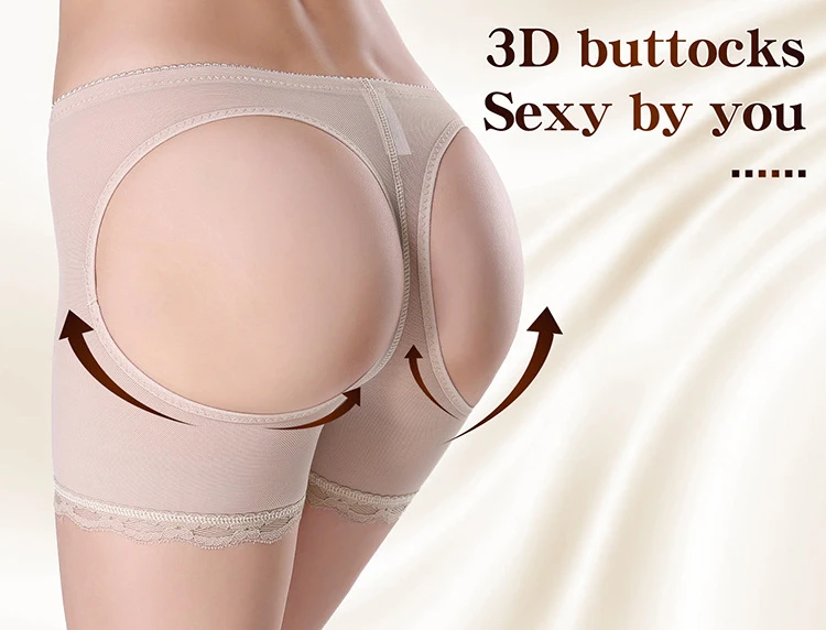 Breathable Open Buttocks Upturned Body Shaper Exposed Buttocks Lace Beautiful Hip Lifting Abdomen Control Slimming Panties