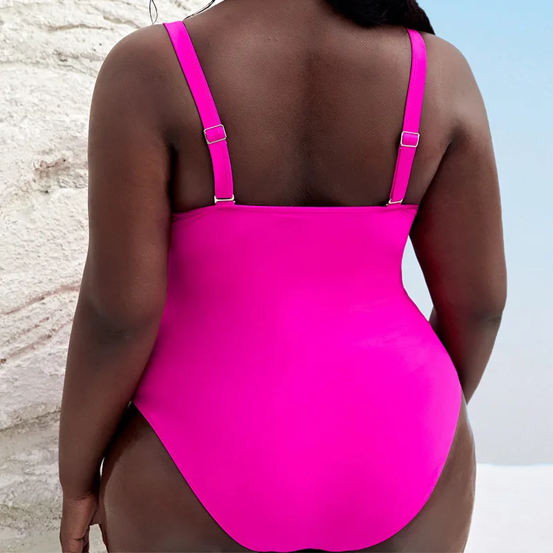 Retro Swimsuit Women Swim Wear Female Vintage Monokini Bodysuit 2023 One Piece Plain Black Pink Plus Size Womens Swimwear