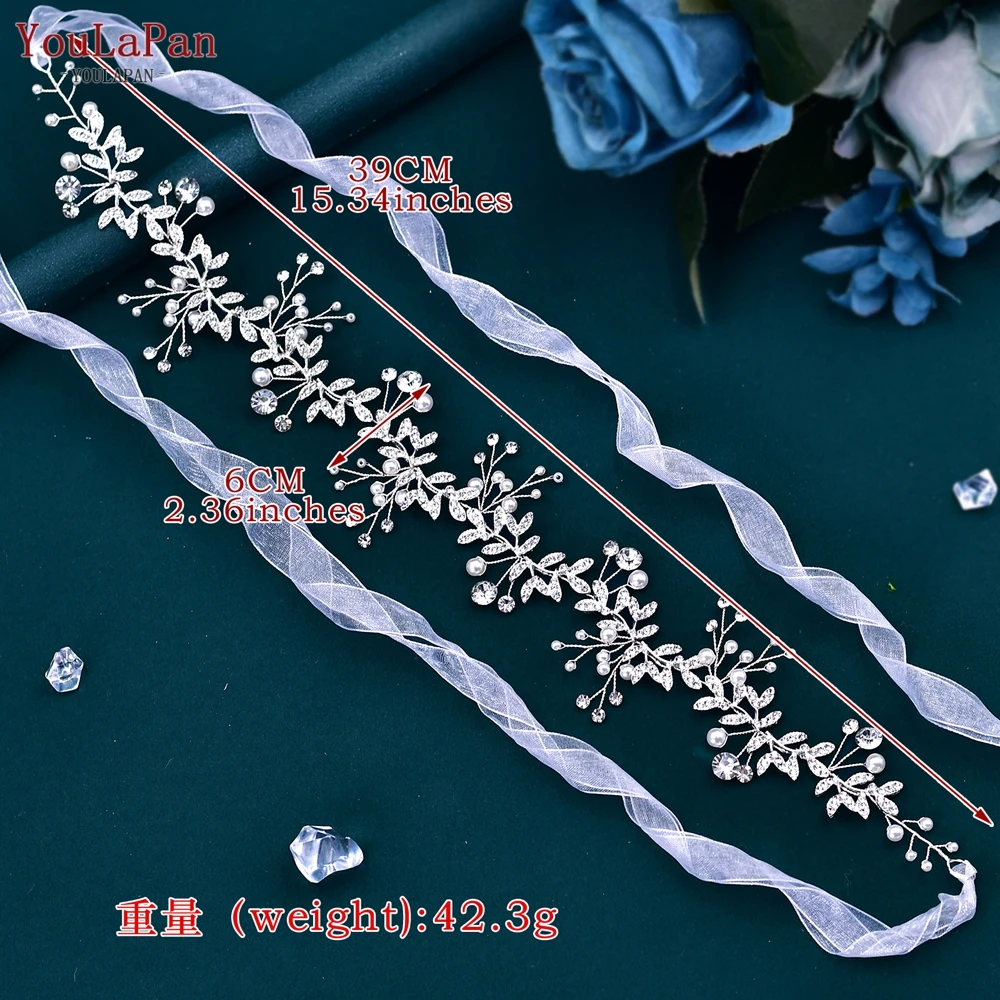 YouLaPan HP233 Элегантный женский орнамент для волос на лоб высококачественный сплав лист жемчуг горный хрусталь пластина повязка для волос свадебный головной убор