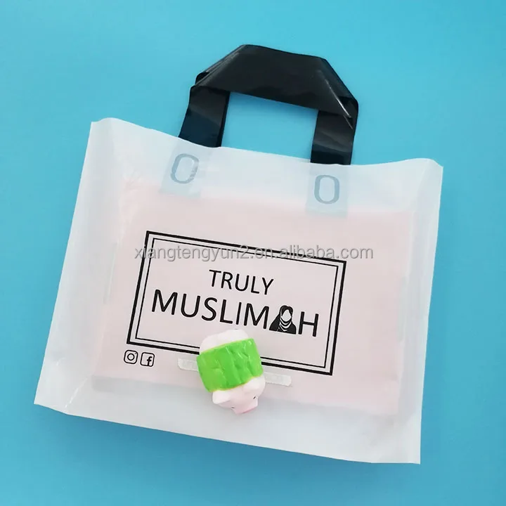 Promotional Logo Printed Packaging shopping plastic bag custom with soft loop handle