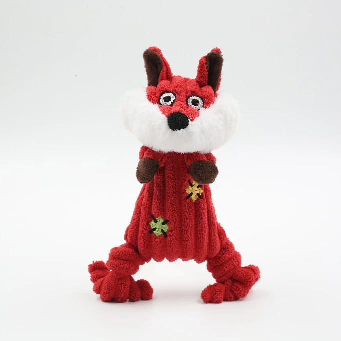 
Wholesale pet toy corduroy red fox plush stuffed dog training toys 