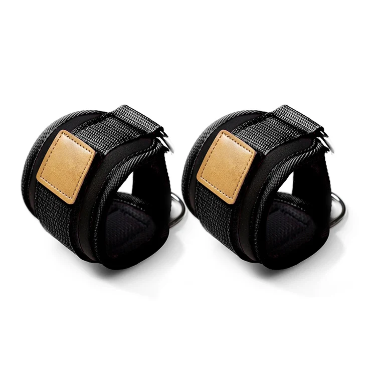 Custom Logo Double D-Ring Ankle Support Padded Neoprene Ankle Straps for Cable Machines