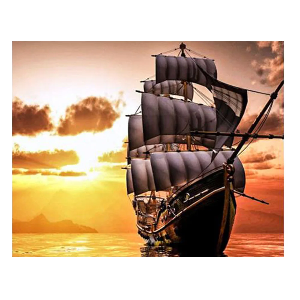 5D DIY sea sailing ship diamond painting kit for decoration