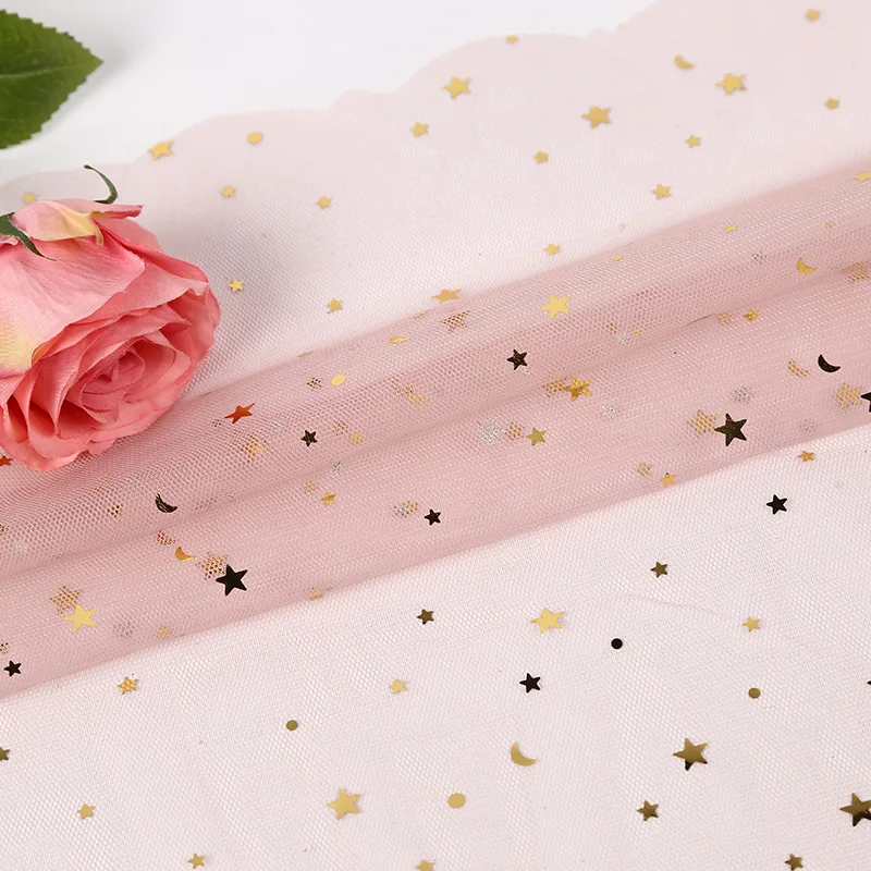 sequin fabric wholesale star moon glitter sequin mesh new style glitter sequin mesh for children dress