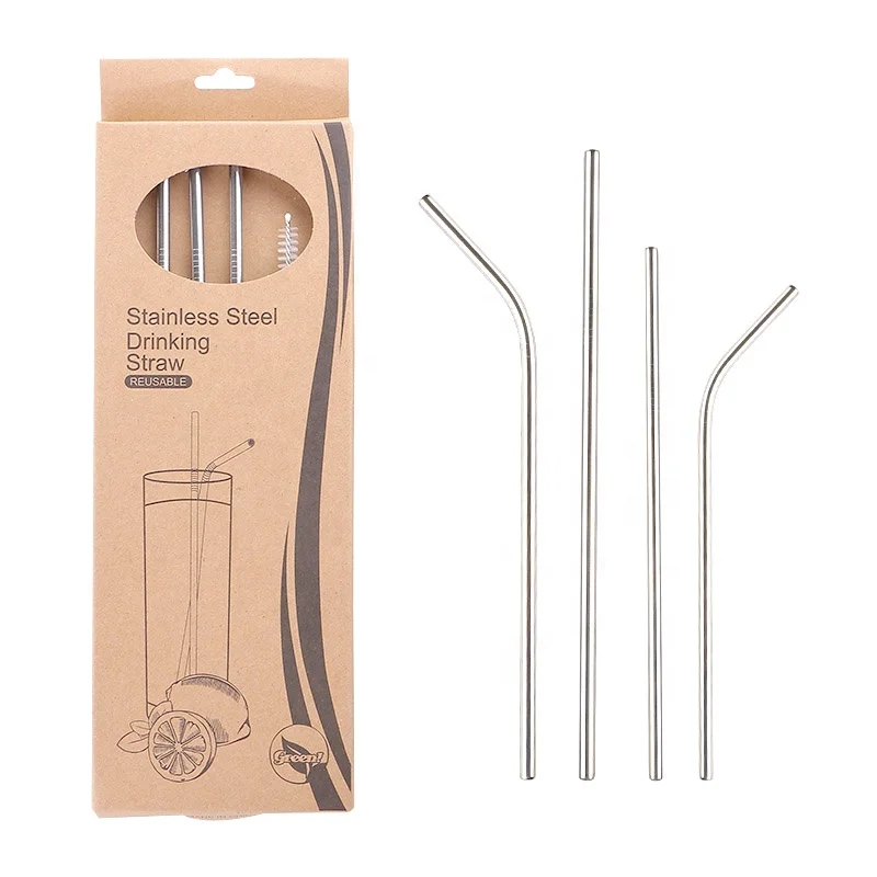 Top Seller 2019 Custom Logo Reusable Cocktail Metal Stainless Steel Straw
