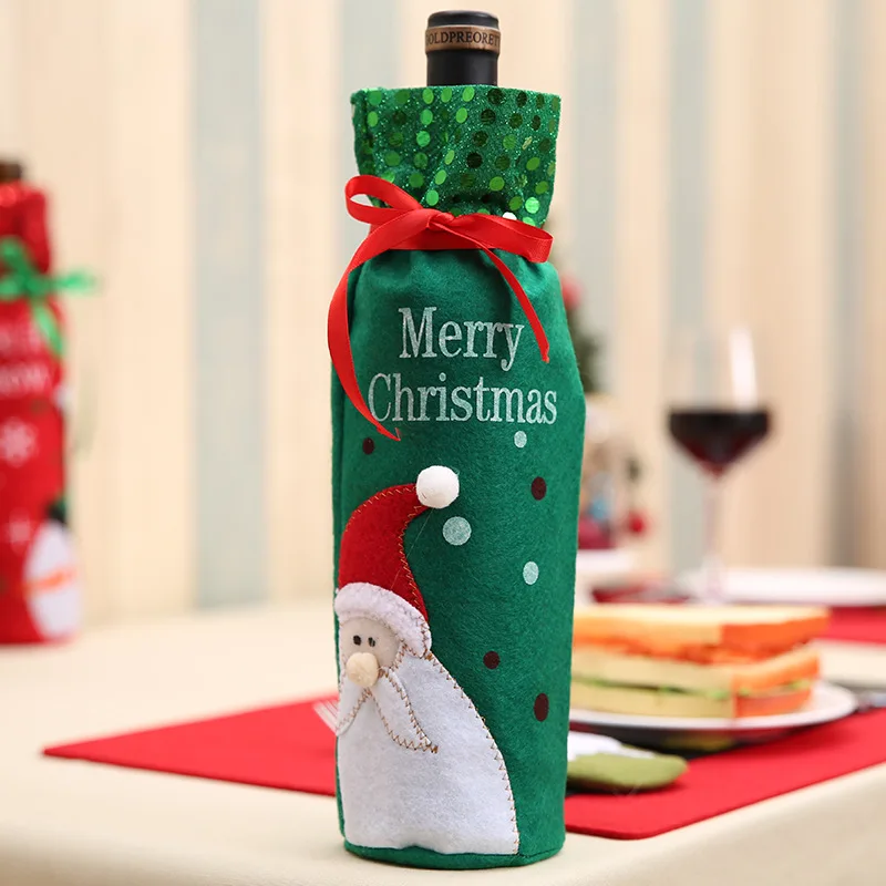 Christmas Decorations Wine Bottle Gift Bags Xmas Drawstrings Gifts Bags Table Party Decorations Christmas Red Wine Bottle Cover