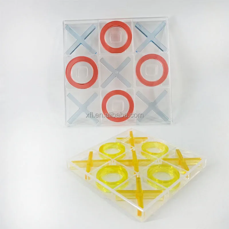 Eco-friendly acrylic tic tac toe factory customize tic tac toe game high clear colorful X and O game set
