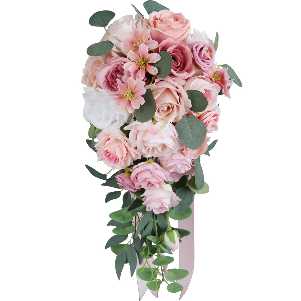 Western Wedding Bridal Water Drop Artificial Flower Hand Bouquet for Christmas & Halloween Scenes Cross-Border Export Layout