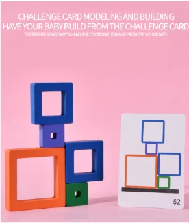 Interactive party card game wooden rainbow blocks educational game for children fun parent-child board game