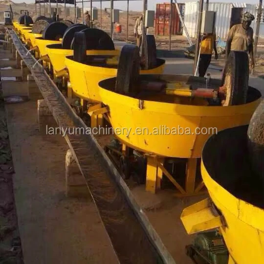 China New Wet Pan Mill Machine Gold Selection Grinding Mill with Engine Wet Pan Mill for Gold
