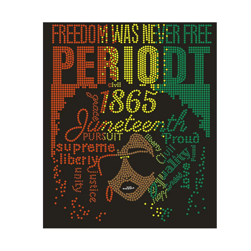 Custom Juneteenth Designs Hot Fix Rhinestone Heat Transfers Rhinestone Transfer For T-Shirt Shoe Cap