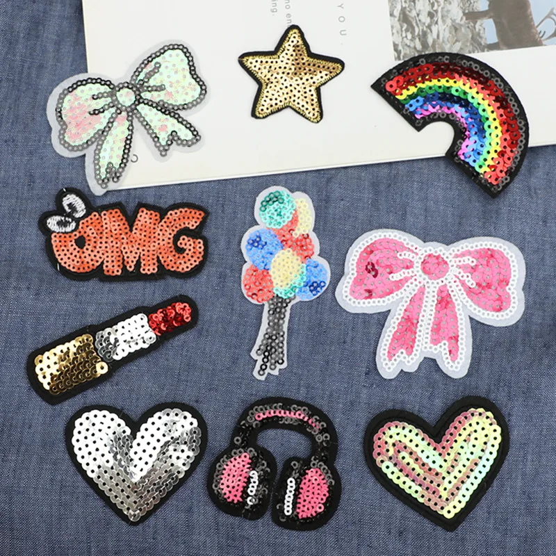 New Product Iron Patch Rainbow Sequins Clothing Patches For  Clothing Labels