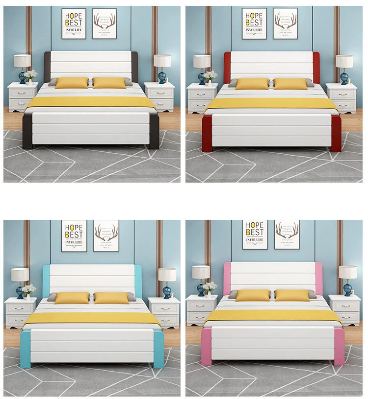 Simple modern solid wood oak double bed queen size bed black walnut solid wood color optional bed frame luxury hotel furniture