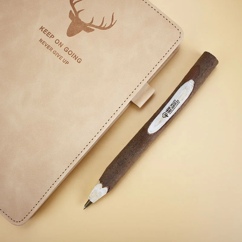 Promotional Custom Laser Logo Natural Pine Branches Twig Ball Pen Original Ecology Custom Carved Wood Ball Pen
