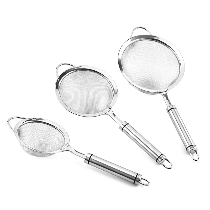 Stainless Steel Fine Mesh Strainers Colander with Handle Sieve Sifter for Food, Tea, Rice, Oil, Noodles, Fruits, Vegetable