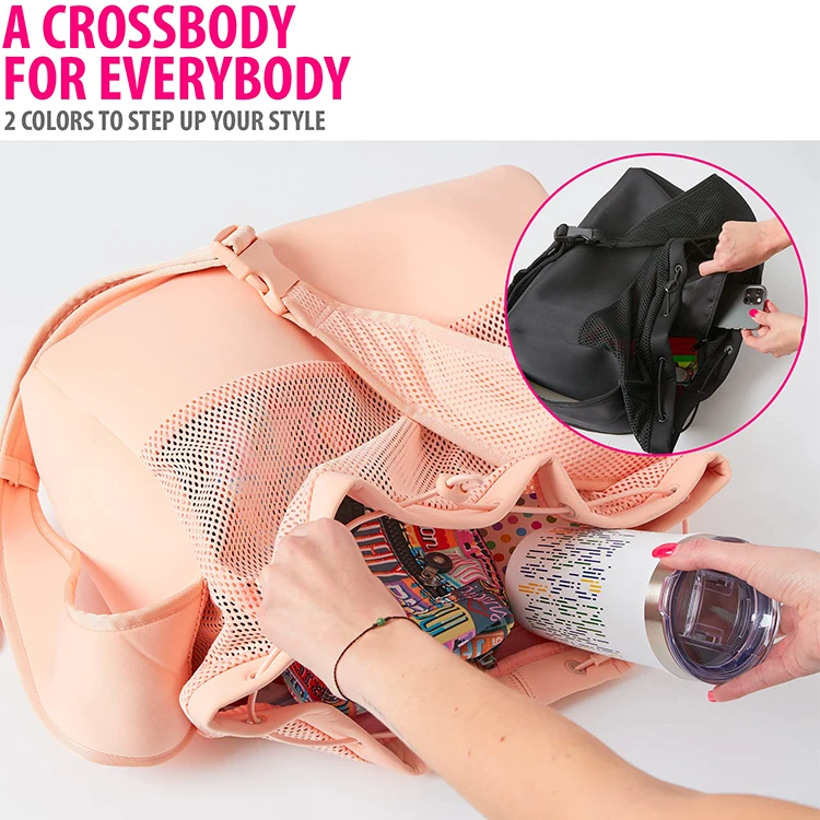 QQgift custom new Crossbody swimming beach Bag Workout Bags for Women Lightweight Women Gym pool swim mesh beach shoulder bags