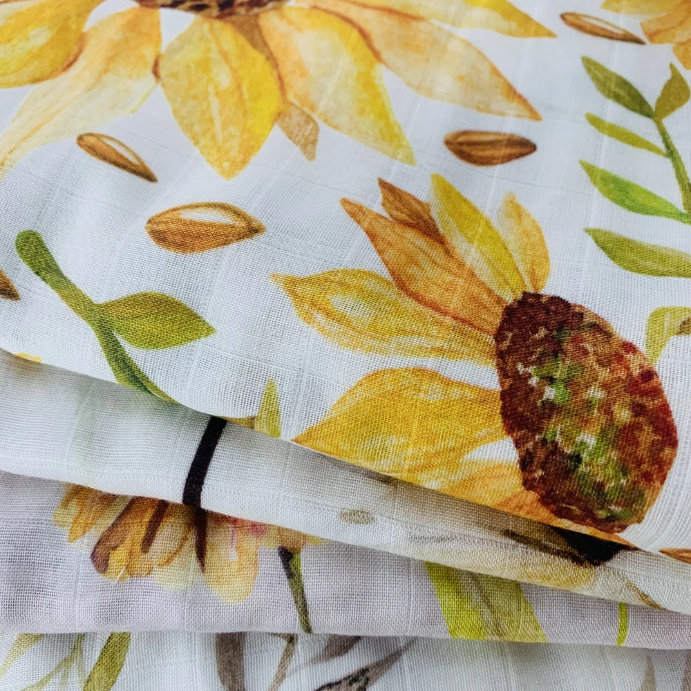 High Density Boho Rainbow Sublimation Baby Bamboo Organic Cotton Muslin Swaddle Wraps Receiving Blankets