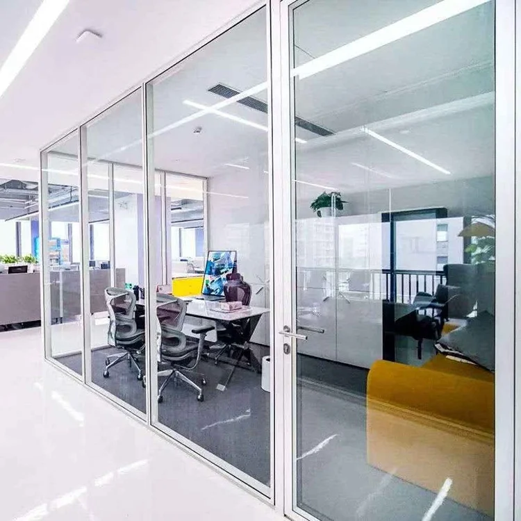  Office aluminum glass partition wall framed vertical framing